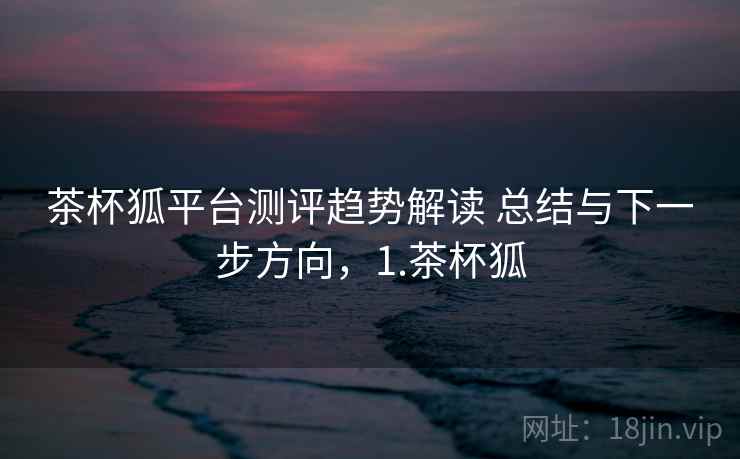 茶杯狐平台测评趋势解读 总结与下一步方向，1.茶杯狐