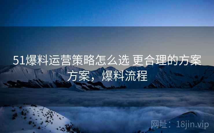 51爆料运营策略怎么选 更合理的方案方案，爆料流程