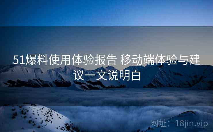 51爆料使用体验报告 移动端体验与建议一文说明白